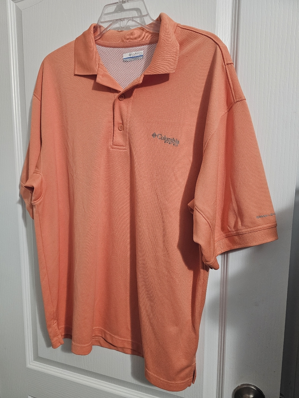 Columbia PFG Omni-Shade Polo Shirt Men’s Size Large Peach Outdoors Fishing